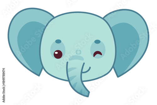 Playful baby elephant character head winking eye