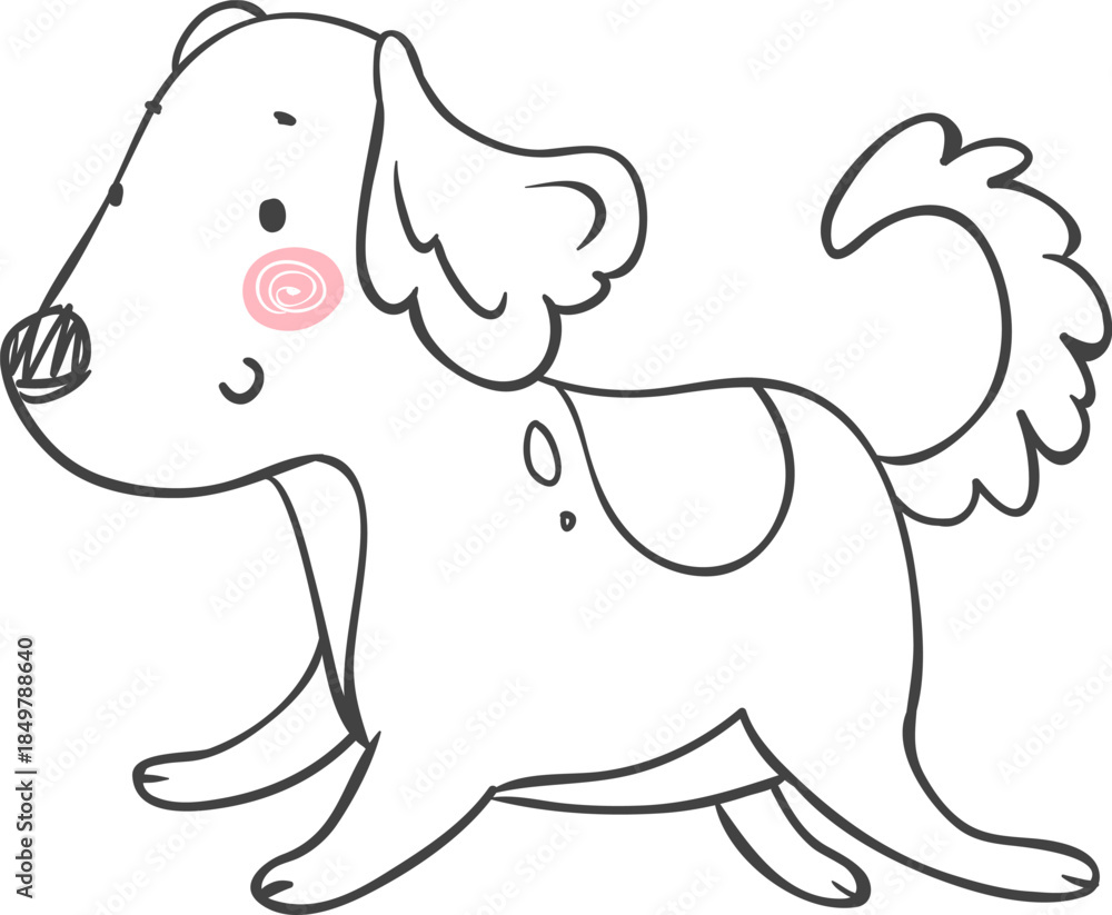 Fototapeta premium Cute playful dog walking looking happy illustration