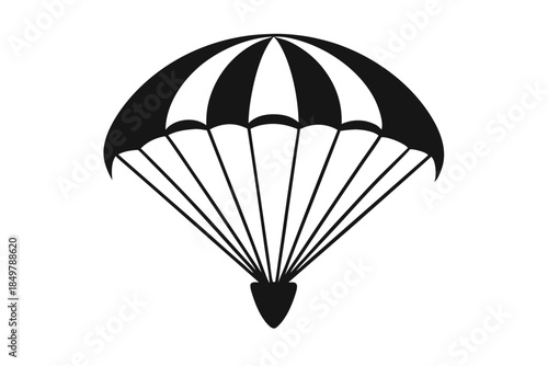 parachute silhouette line art vector illustration