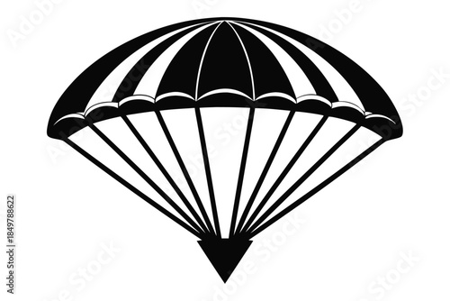 parachute silhouette line art vector illustration