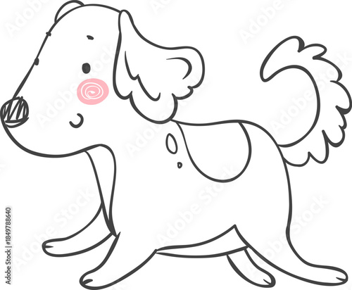 Cute playful dog walking looking happy illustration