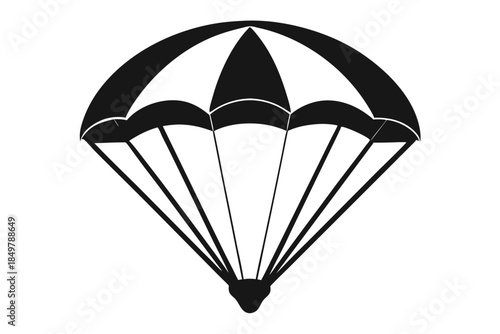 parachute silhouette line art vector illustration