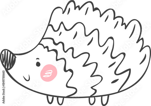 Cute cartoon hedgehog vector drawing for children