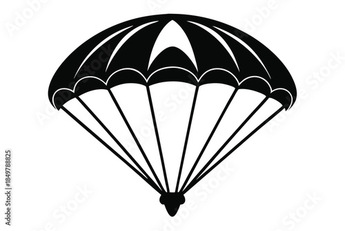 parachute silhouette line art vector illustration
