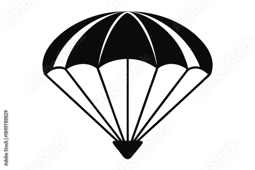 parachute silhouette line art vector illustration