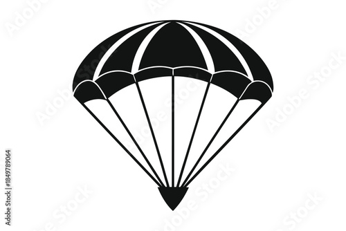 parachute silhouette line art vector illustration
