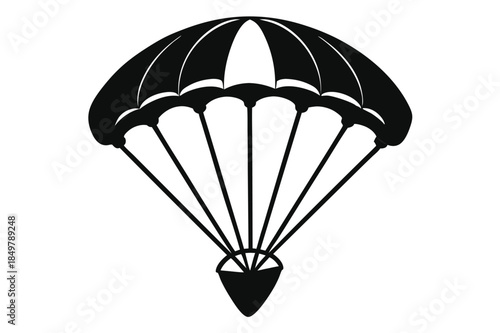 parachute silhouette line art vector illustration