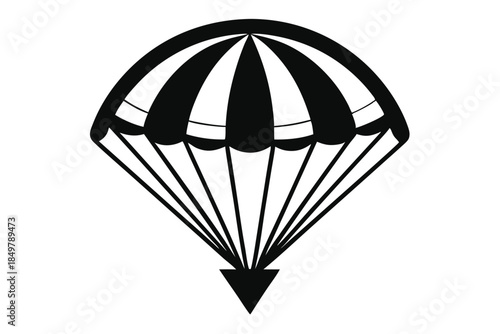 parachute silhouette line art vector illustration