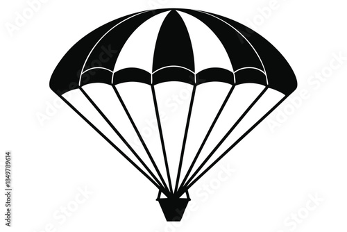 parachute silhouette line art vector illustration