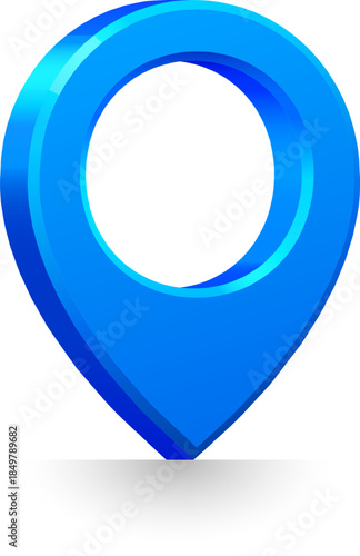 Blue 3D location map pin GPS icon