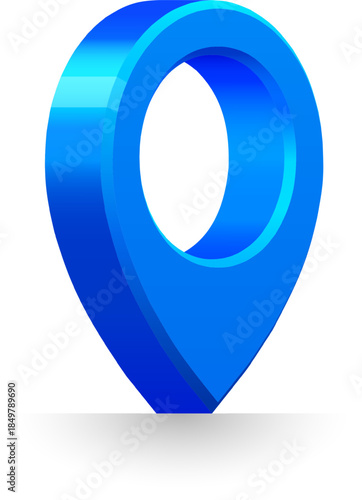 Blue 3D location map pin icon graphic