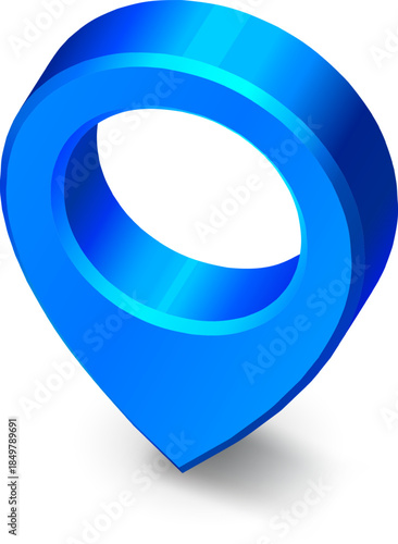 Blue 3D map pin representing a location point