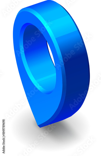 Blue 3D location pin navigating a destination