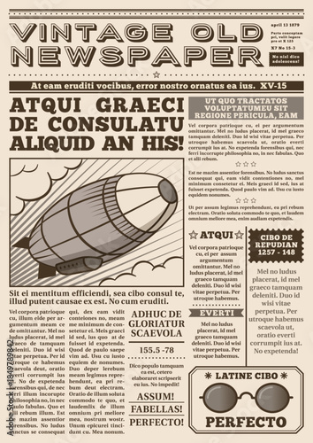 Vintage newspaper layout featuring old airship illustration and news