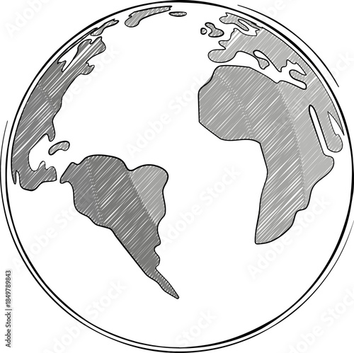 Earth globe sketch showing global network concept