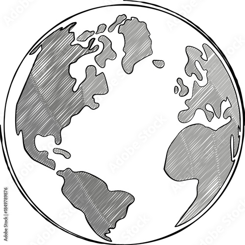 Earth globe showing America and Europe drawing