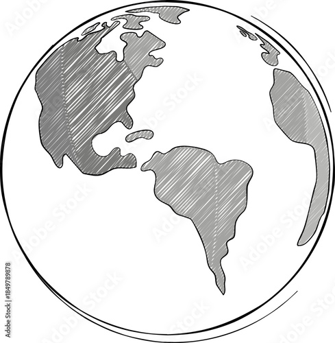 Earth globe hand drawing sketch on white