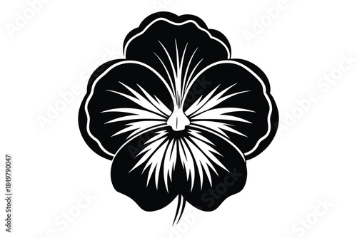 pansy silhouette line art vector illustration
