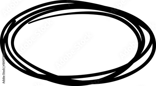 Hand drawing black oval creating highlight emphasis frame