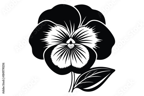 pansy silhouette line art vector illustration