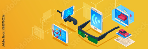 Augmented reality application concept with various electronic devices