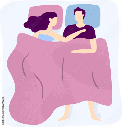 Couple sleeping in bed feeling intimate connection