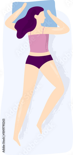 Young woman sleeping peacefully in bed on her back