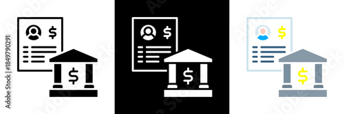 Bank Account Icon Set Glyph vector Illustration 