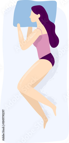 Woman sleeping soundly in bed concept of rest