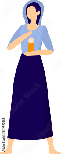 Woman holding glowing candle representing faith and hope