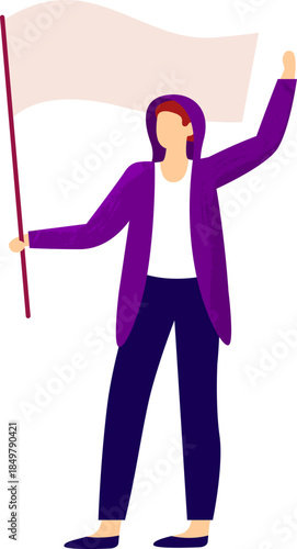 Person holding blank flag representing protest and freedom