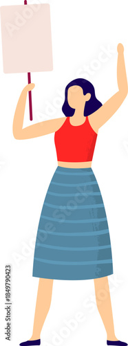 Woman holding blank sign protesting for human rights