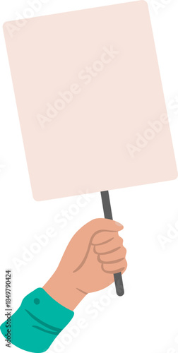 Hand holding blank protest sign for message