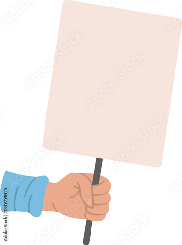Hand holding blank protest sign for message