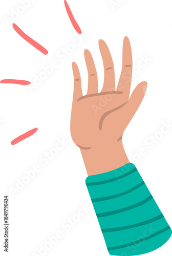 Hand waving greeting or high five gesture