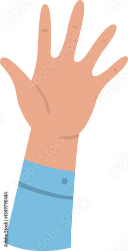 Hand showing all five fingers counting gesture