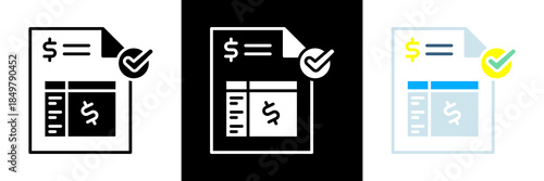 Invoice Icon Set Glyph vector Illustration 