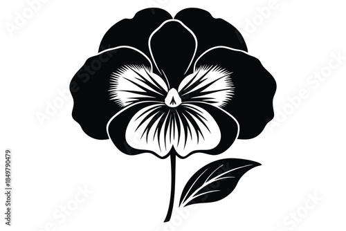 pansy silhouette line art vector illustration
