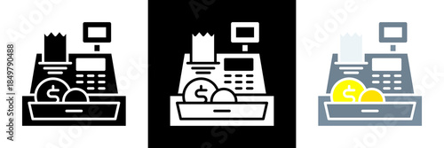 Cash Register Icon Set Glyph vector Illustration 