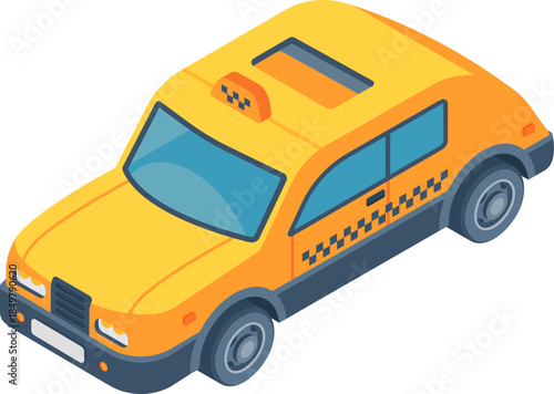 Yellow taxi car delivering urban transportation service