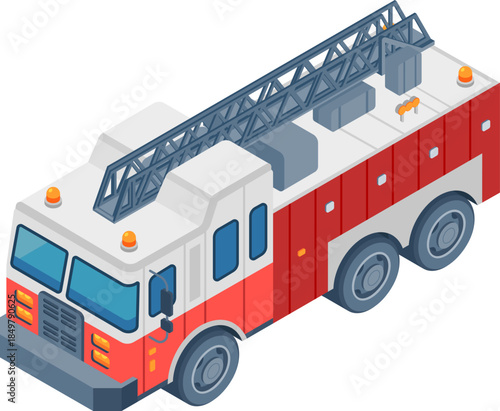 Fire engine vehicle delivering emergency and rescue service