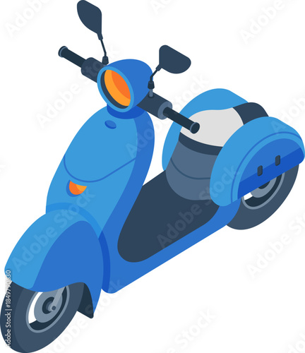 Blue urban delivery scooter providing fast transportation service