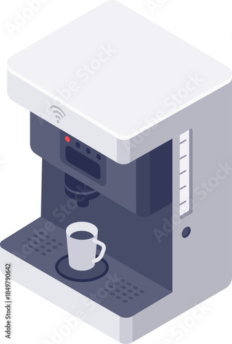 Smart coffee machine brewing coffee with a wi fi symbol