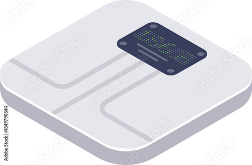 Isometric smart scale displaying health and fitness data