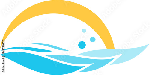 Sun rising over ocean waves and water bubbles