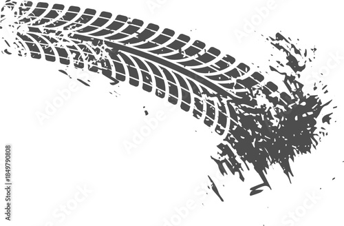 Grungy tire track forming direction arrow