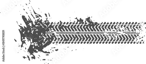 Grungy tire track showing mud splash texture