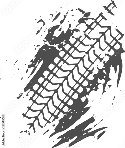 Grungy tire track leaving a dirty off road mark