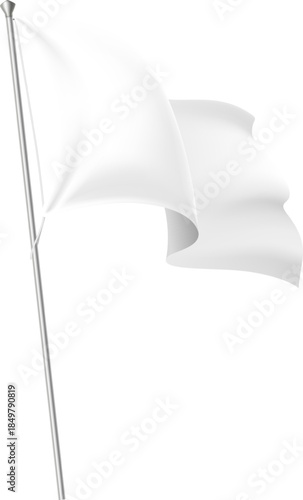 White flag waving on flagpole symbolizing peace and surrender