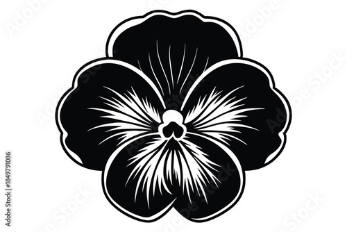 pansy silhouette line art vector illustration